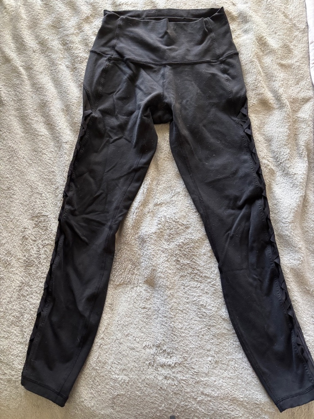 lululemon athletica Black High-Rise Leggings with Side Lattice Panels